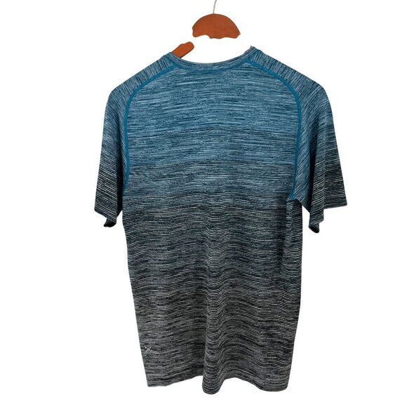 Lululemon Mens Blue Striped Short Sleeve Athletic T-Shirt Size M - Picture 6 of 9